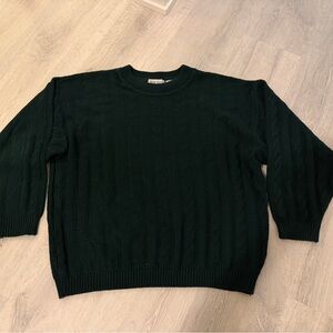 Classic Crewneck Cable Knit Sweater - Dark Green